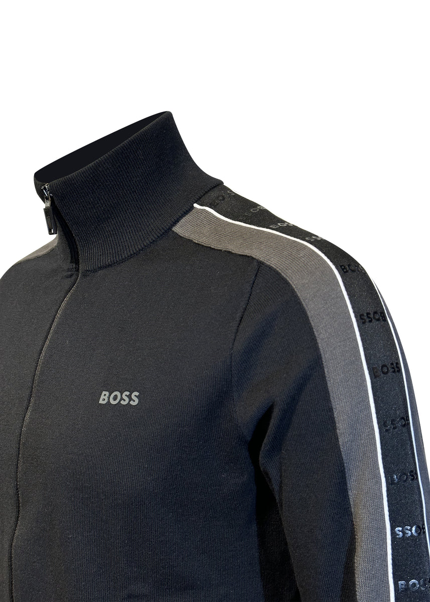 BOSS Pull Zuroki Homme – Tricot Coton & Laine, Noir, Coupe Regular Fit