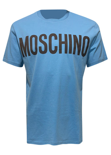 Moschino - Crew Neck T-Shirt Classic Block Moschino Logo Chest - 300012 - Blue 1307