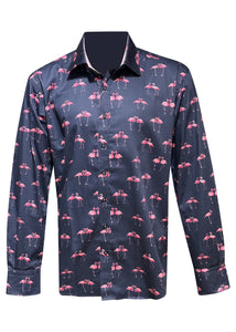 Claudio Lugli - Regular Fit Flamingo Shirt - 400289 - Navy