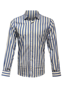 Poggianti - Candy Stripe Long Sleeves Shirts - 099483 - Blue White