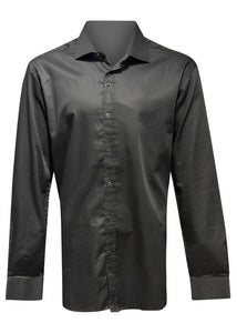 Guide London - Textured Tonal Long Sleeves Shirt - 400249 - Black