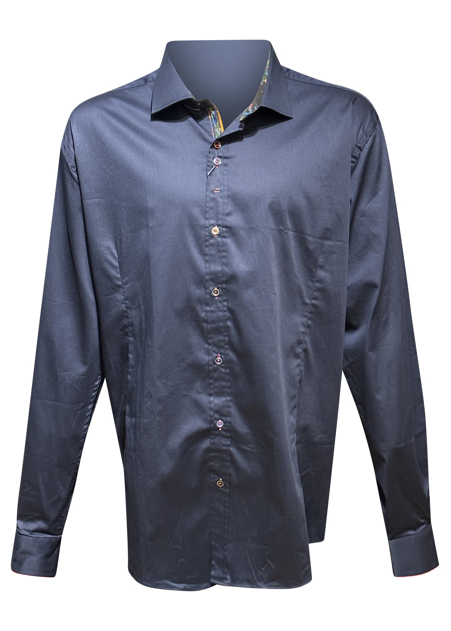 Guide London - Peacock Insert Long Sleeves Shirt - 400232 - Navy