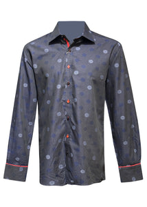 Claudio Lugli - Fine Dot Print Long Sleeves Shirt - 400375 - Navy
