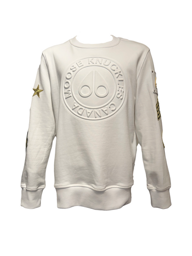 Moose Knuckles - Montrose Multi Icon Crewneck Sweatshirt - 400199 - White Gold