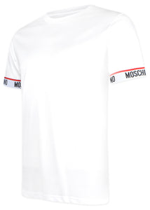 Moschino - Iconic Moschino Branding Tape On Sleeve T-Shirt - 200520 - White