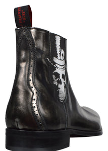 Jeffrey  West -Chelsea Boot Skull Top Hat  Detail Side Gusset - 100291 - Silver Grey