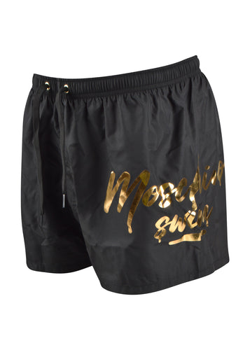 Moschino - Gold Foil Moschino Swim Print Swimshorts - 200040 - Black Gold