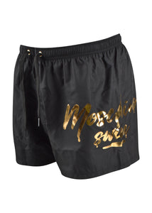 Moschino - Gold Foil Moschino Swim Print Swimshorts - 200040 - Black Gold