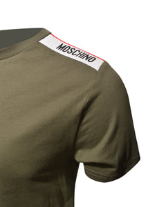Moschino - Short Sleeve Crew T-Shirt Multi Colour Tape Shoulder - 300046 - Khaki