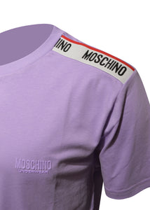 Moschino - Short Sleeve Crew T-Shirt Multi Colour Tape Shoulder - 400177 - Lilac