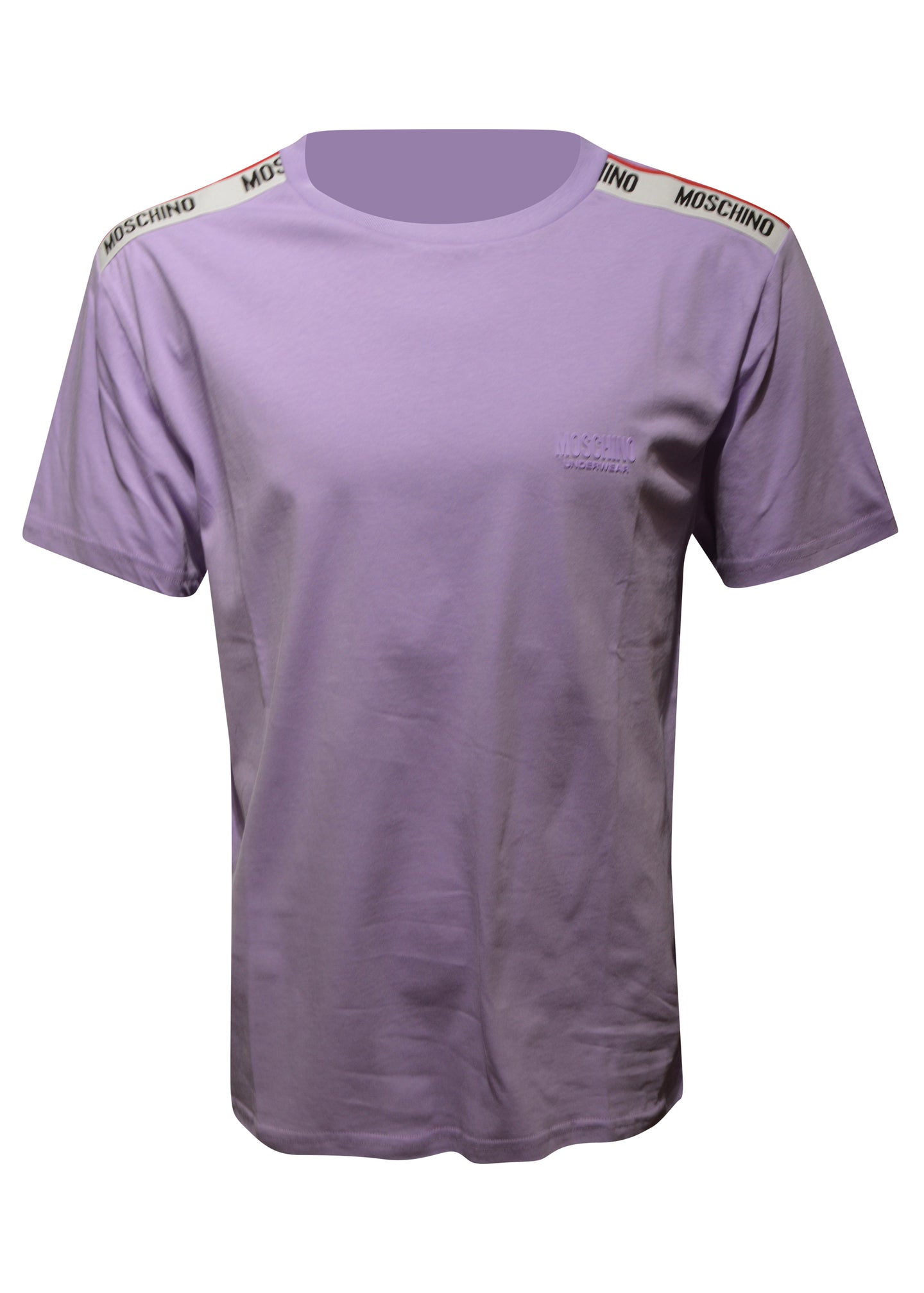 Moschino - Short Sleeve Crew T-Shirt Multi Colour Tape Shoulder - 400177 - Lilac