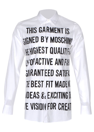 Moschino - Stretch Long Sleeved Shirt Statement Print - 100012 - A02027035 - White