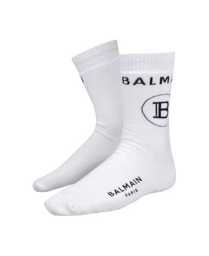 Balmain - Logo Sneaker Tube Sock - 099026 - BRV065080 - White