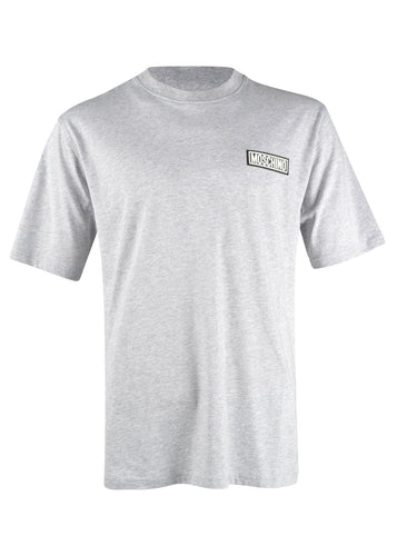 Moschino Couture- Slim Fit Crew Neck T Shirt Rubber Stamp MOSCHINO Badge - 200003 - Grey