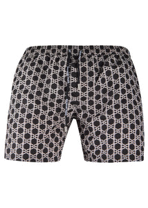 Balmain - Iconic B All Over Print Monogram Swim Shorts - 100163 - BWB64006 - Black