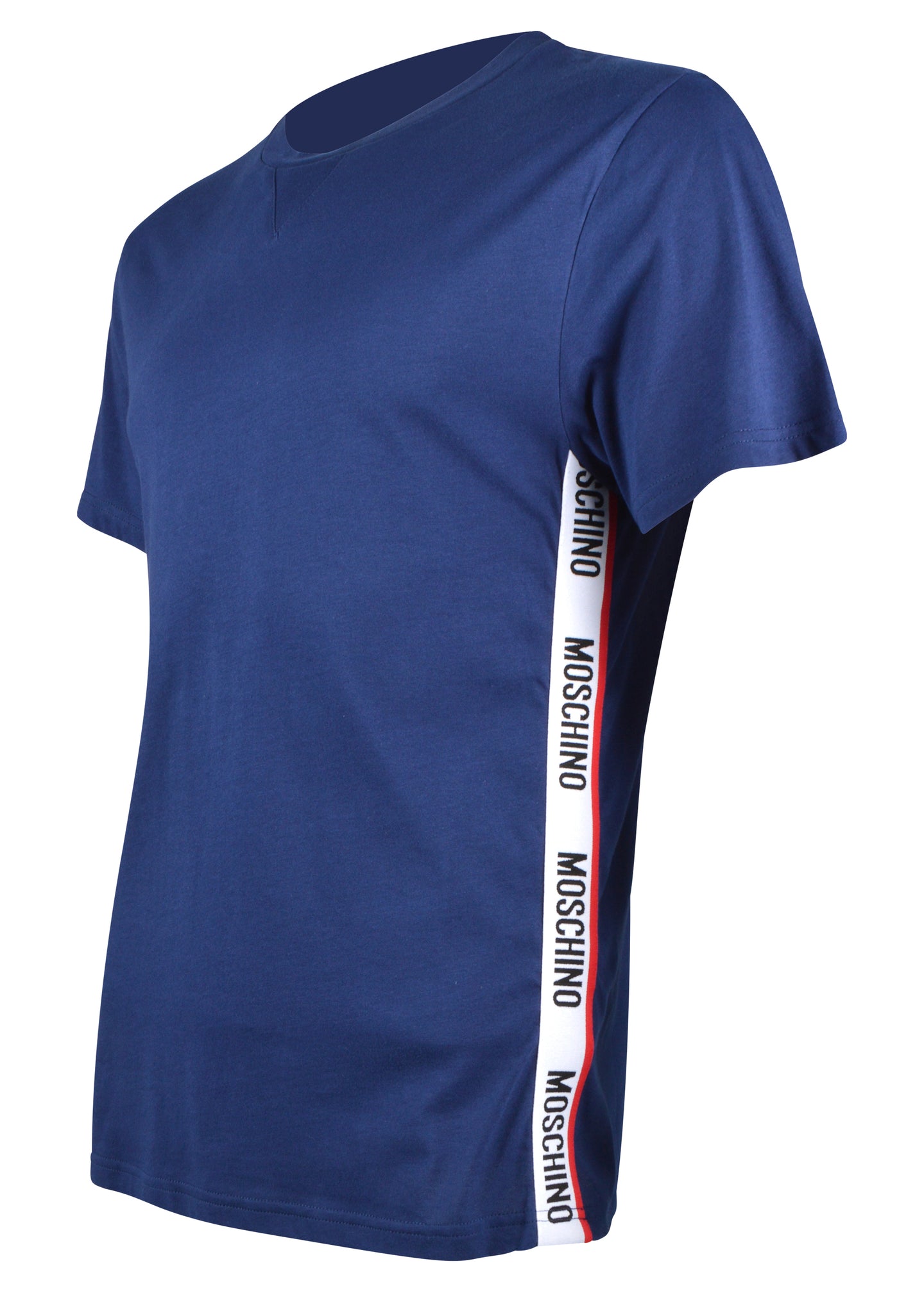 Moschino - Crewneck Tape Detail On Side T-Shirt - 200064 - Navy