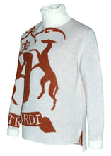 Trussardi -Wool mohair jacquard polo neck pullover Crest - 100330 - Cream