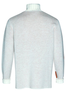 Trussardi -Wool mohair jacquard polo neck pullover Crest - 100330 - Cream