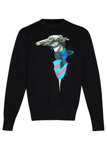 Trussardi- Greyhound Crewneck Sweatshirt MIlano Print back - 100333 - Black