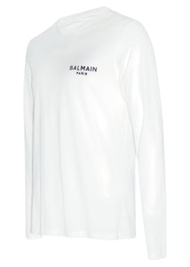 Balmain - Long Sleeve Embroidered Balmain Paris on Chest - 100161 - White