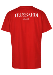 Trussardi- Crew neck T Shirt  new graphic reworking of the iconic Trussardi Levriero detail- 100334 - Red
