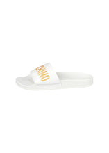 Moschino - Pool Sliders Gold Embossed Letters - 100049 - MB28022G1BG1G00A - White Gold