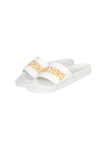 Moschino - Pool Sliders Gold Embossed Letters - 100049 - MB28022G1BG1G00A - White Gold