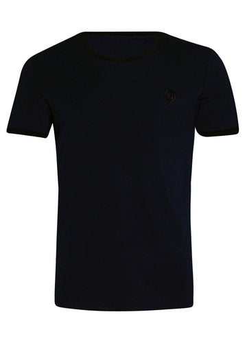 Balmain - Crewneck Contrast Neck and Sleeve Detail Iconic B  Embroidered On Chest Paris on Back - 100156 - Navy