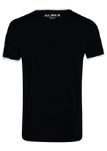 Balmain - Crewneck Contrast Neck and Sleeve Detail Iconic B Embroidered On Chest Paris on Back - 099032 - Black