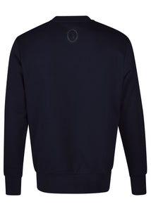 Trussardi-Crew Neck Sweatshirt , Iconic Collegiate Trussardi Logo - 100329 - Navy