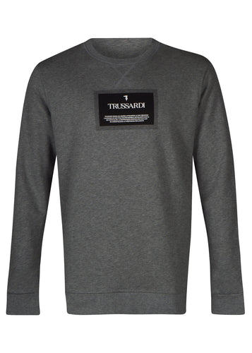 Trusardi- Crewneck Sweatshirt Box Logo Trussardi Badge - 100332 - Grey