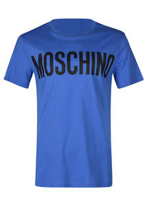 Moschino - Crew Neck T-Shirt Classic Block Moschino Logo Chest - 300012 - J07057040 - Blue BR