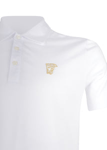 Versace Collection - Short Sleeve Classic Iconic Half Medusa Polo Shirt - 095011 - V800708 - White Gold