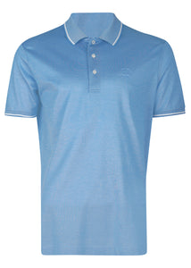 Paul & Shark - Short Sleeve Oxford Polo Embroidered Small Chest Logo Under Collar Detail - 099324 - Sky