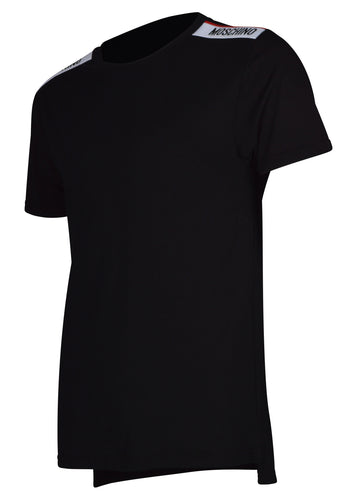 Moschino - Short Sleeve Crew T-Shirt Multi Colour Tape Shoulder - 100079 - A1916 - Black