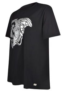 Versace Collection - Short Sleeve Iconic Silver Foil Half Medusa T-Shirt - 098000 - V80083R - Black Silver
