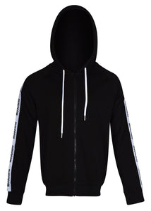Moschino - Tape Arm Detail Zip Through Hooded Track Jacket - 200067 - Black