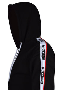 Moschino - Tape Arm Detail Zip Through Hooded Track Jacket - 200067 - Black