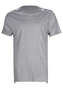 Moschino - Short Sleeve Crew T-Shirt Multi Colour Tape Shoulder - 100079 - A1916 - Grey