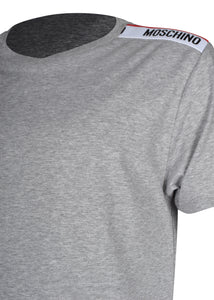 Moschino - Short Sleeve Crew T-Shirt Multi Colour Tape Shoulder - 100079 - A1916 - Grey
