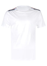 Moschino - Short Sleeve Crew T-Shirt Multi Colour Tape Shoulder - 100079 - A1916 - White