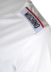 Moschino - Short Sleeve Crew T-Shirt Multi Colour Tape Shoulder - 100079 - A1916 - White