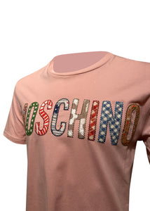 Moschino Couture - Round Neck Moschino Patchwork T-Shirt - Pink