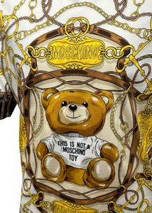 Moschino Couture - Teddy Bear Gold Chain Bling T-Shirt - 400136 - White Gold