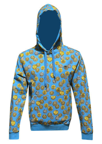 Moschino Track - Moschino Bear Coin Allover Print Hoodie - 4009366 - Blue Gold