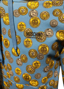 Moschino Track - Moschino Bear Coin Allover Print Hoodie - 4009366 - Blue Gold