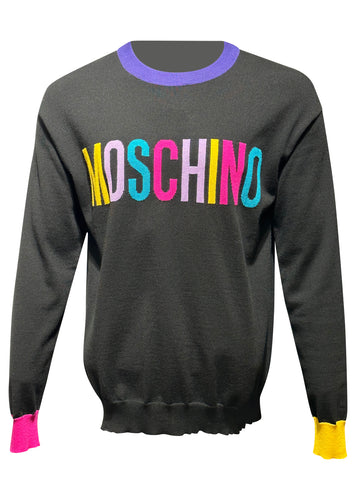 All-Over Logo Jacquard Sweatshirt Unisex Black Moschino