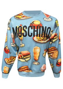 Moschino Couture - Crewneck Moschino Vintage Fast Food Sweatshirt - 300053 - Sky