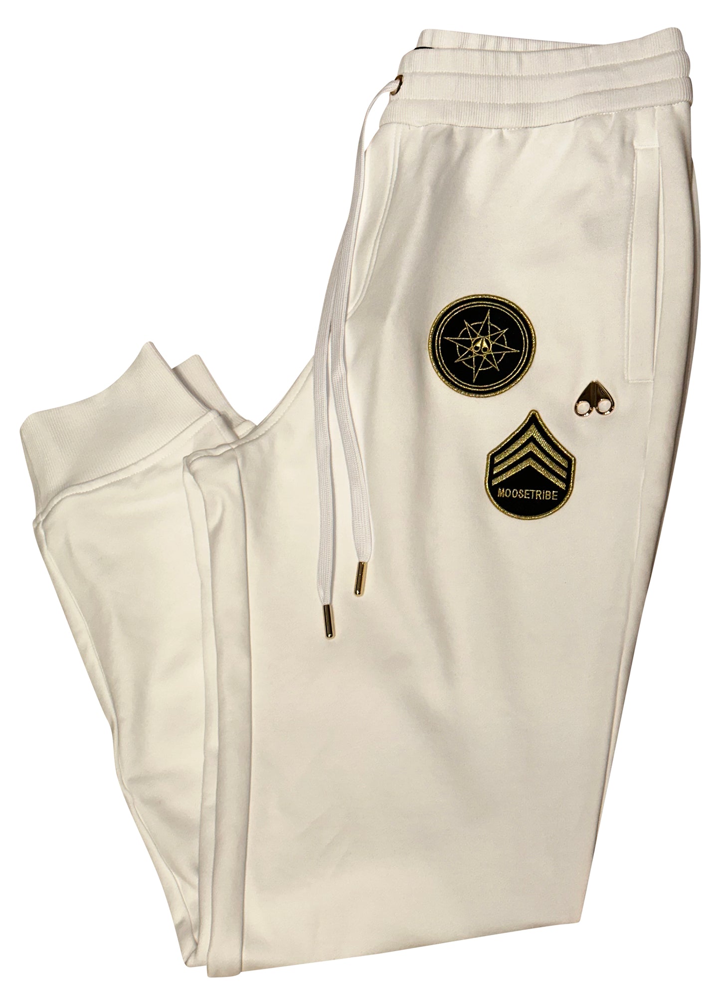 Moose Knuckles - Iconic Gold Badges Moose Knuckles Joggers - 400192 - White Gold