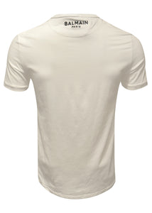 Balmain - Crewneck Short Sleeve T Shirt Tonal Balmain Logo Embroidered - 300331 - White